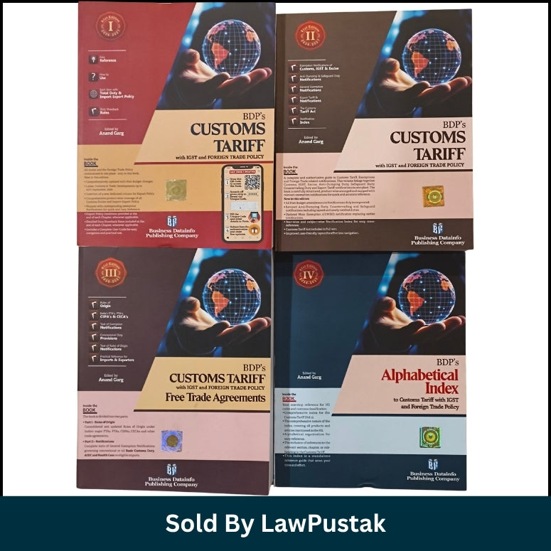 BDP Customs Tariff with IGST and Foreign Trade Policy 4 Volume Set 41st Edition 2026-2027 by Anand Garg Side profile view of BDP Customs Tariff 2026-2027 Paperback 4 Volume Set Law Books India