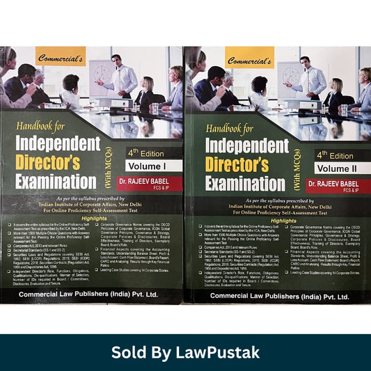 Handbook for Independent Director's Examination (With MCQs) (Set of 2 Volumes) by Dr. Rajeev Babel - 4th Edition 2025 | Commercial Law Publishers (India) Pvt. Ltd.