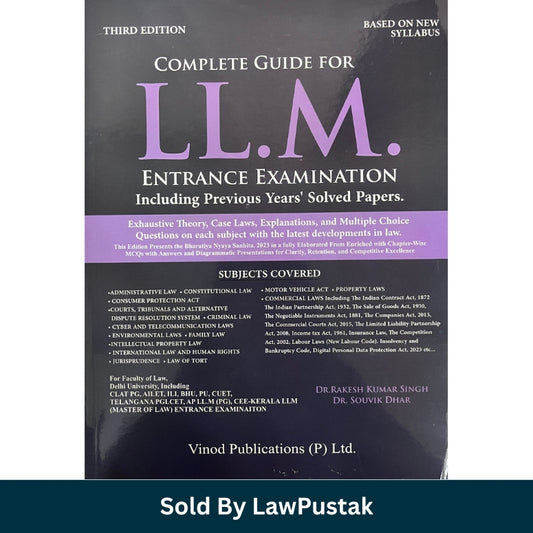LLM Entrance Exam Book 2026 India Complete Guide with Solved Papers MCQs CLAT PG DU BHU Vinod Publications