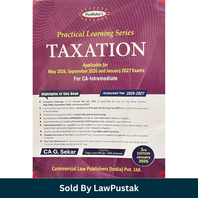 CA Intermediate Taxation Practical Learning Series AY 2026-27 by CA G Sekar 3rd Edition January 2026 Income Tax GST Book India