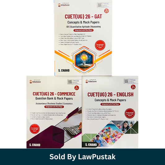 CUET UG 2026 preparation combo set of three paperback books published by S Chand for Commerce, English, and General Test (GAT) featuring concept banks, mock papers, and integrated mind maps.