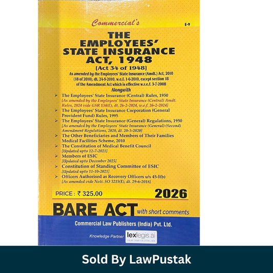 Commercials The Employees State Insurance Act 1948 Bare Act 2026 Edition Commercial Law Publishers Paperback Law Book India