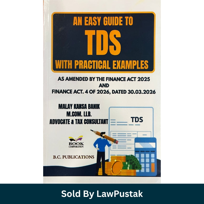 A 3D mockup of a book titled 'An Easy Guide to TDS With Practical Examples' by LawPustak, shown standing at an angle on a white background with a dark teal banner at the bottom reading 'Sold By LawPustak'.