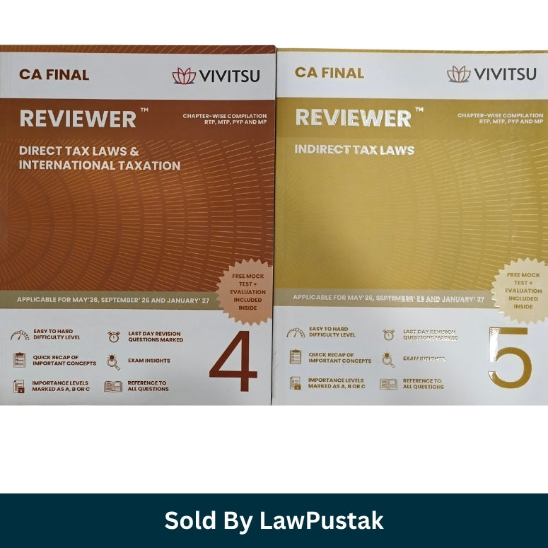 CA Final Reviewer Direct Tax and Indirect Tax Laws Book Set Vivitsu Latest Edition 2026 Side angle view of Vivitsu CA Final Paper 4 and Paper 5 Paperback Reviewer Books 2026