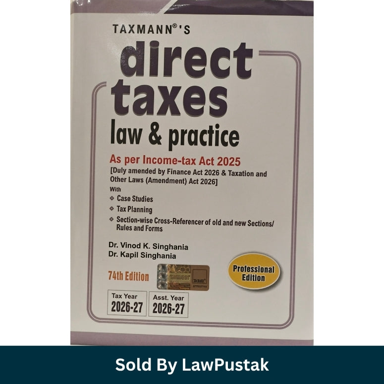 Taxmann Direct Taxes Law and Practice 74th Edition 2026 27 by Dr Vinod K Singhania Law Pustak Spine view of Taxmann Direct Taxes Law and Practice Hardcover edition by Dr Vinod K Singhania