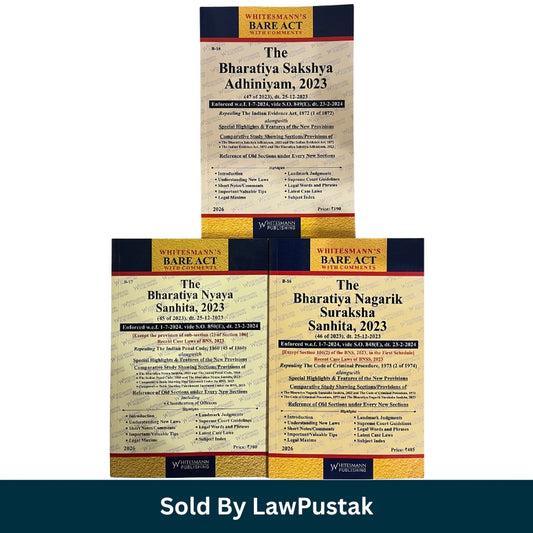 Whitesmanns Bare Act Set of 3 New Criminal Laws 2026 Edition Bharatiya Nyaya Sanhita BNS BNSS BSA Paperback India