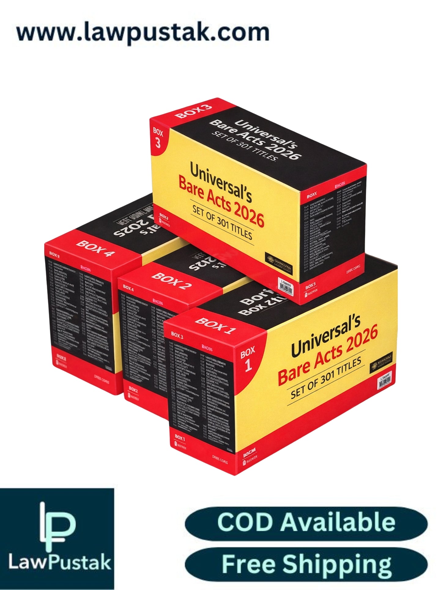 Universal Bare Acts 2026 India 4 Box Set of 301 Bare Acts by Universal Law Publishing