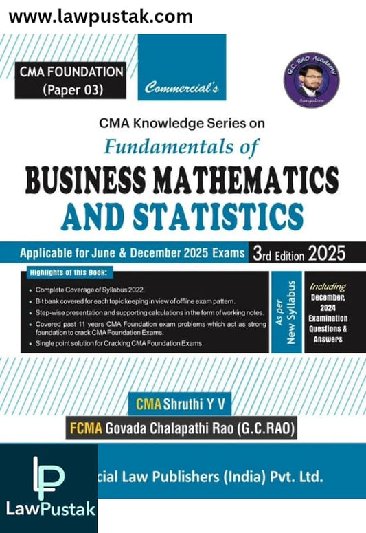 CMA Knowledge Series on Fundamentals of Business Mathematics and Statistics (CMA Foundation Paper-03)-CMA Shruthi Y V | 3rd Edition 2025 | For June & December 2025 Examination |Commercial's