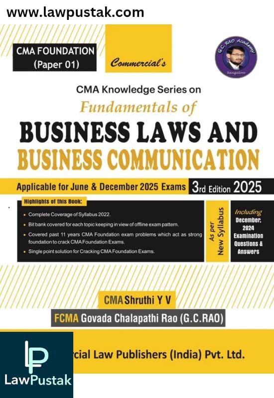 CMA Knowledge Series on Fundamentals of Business Law and Business Communication (Paper-1)-CMA Shruthi Y V | 3rd Edition 2025 | Commercial's