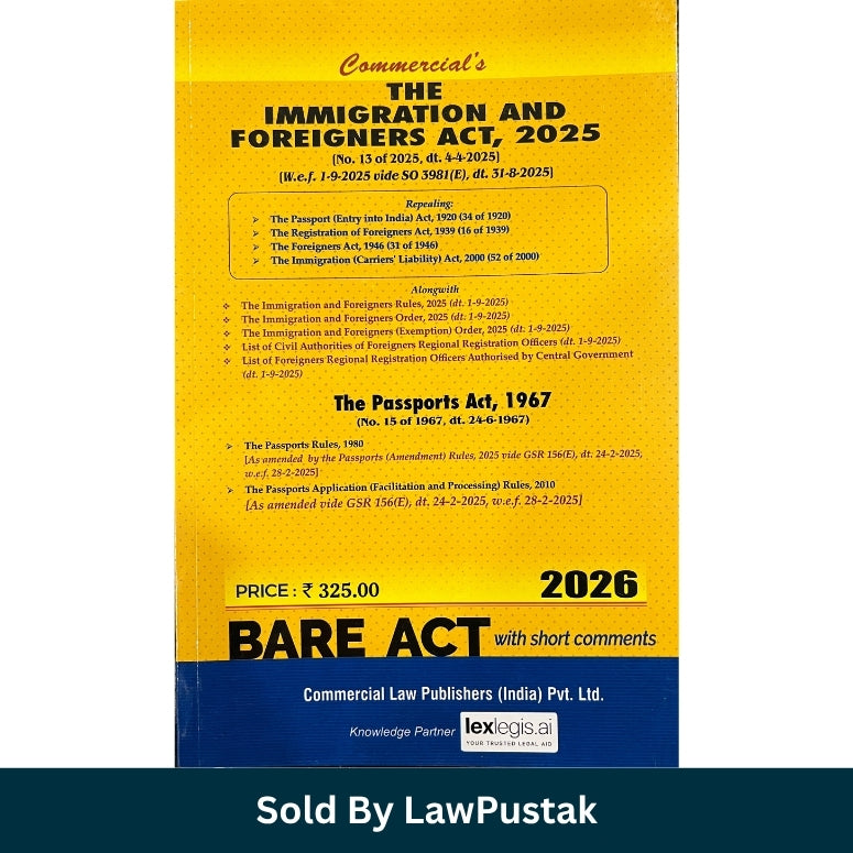 Commercials The Immigration and Foreigners Act 2025 Bare Act 2026 Front Cover
