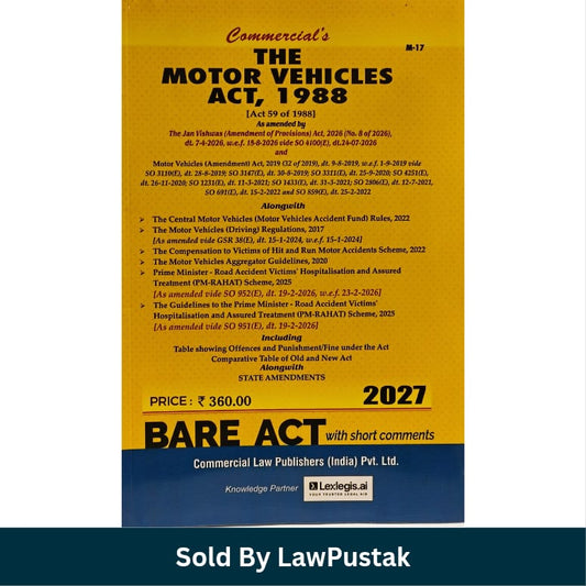 Commercials The Motor Vehicles Act 1988 Bare Act 2027 Edition Commercial Law Publishers