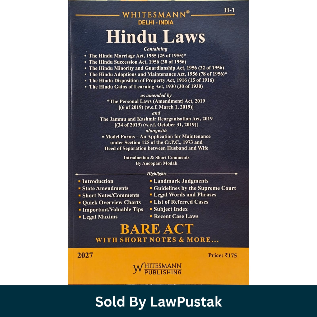 Whitesmanns Hindu Laws Bare Act 2027 Edition