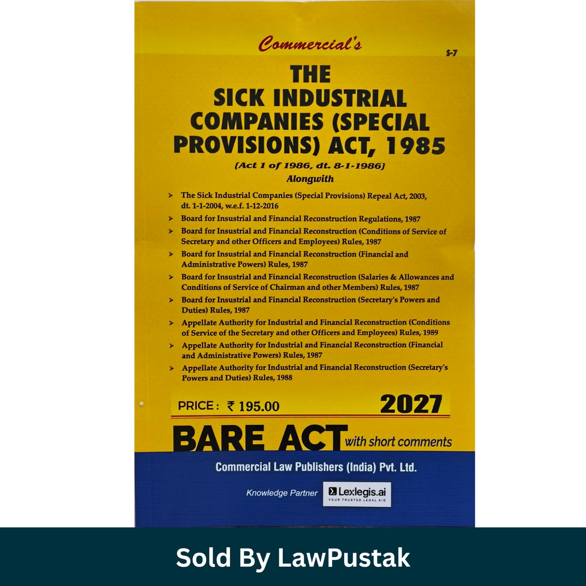 Commercials The Sick Industrial Companies Special Provisions Act 1985 Bare Act 2027 Edition