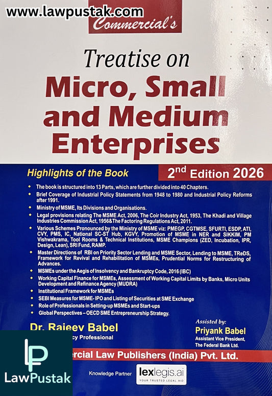 Treatise on Micro, Small and Medium Enterprises by Dr. Rajeev Babel - 2nd Edition 2026 | Commercial Law Publishers (India) Pvt. Ltd.