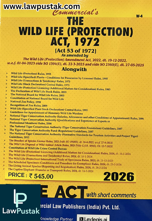The Wild Life (Protection) Act, 1972 (Act 53 of 1972) - Bare Act - Edition 2026 | Commercial Law Publishers (India) Pvt. Ltd.