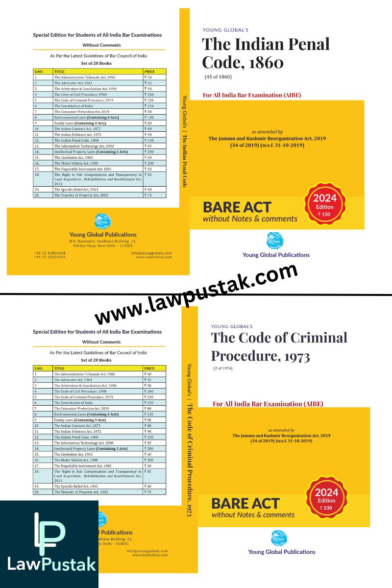 AIBE (All India Bar Examination) 23 Bareacts set without short note Edition 2024 - Young Global Publication