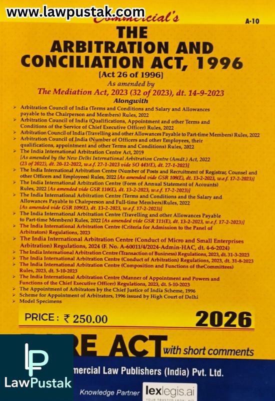 The Arbitration and Conciliation Act, 1996 - Bare Act - Edition 2026 | Commercial Law Publishers (India) Pvt. Ltd.