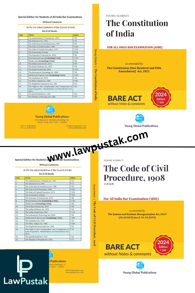 AIBE (All India Bar Examination) 23 Bareacts set without short note Edition 2024 - Young Global Publication