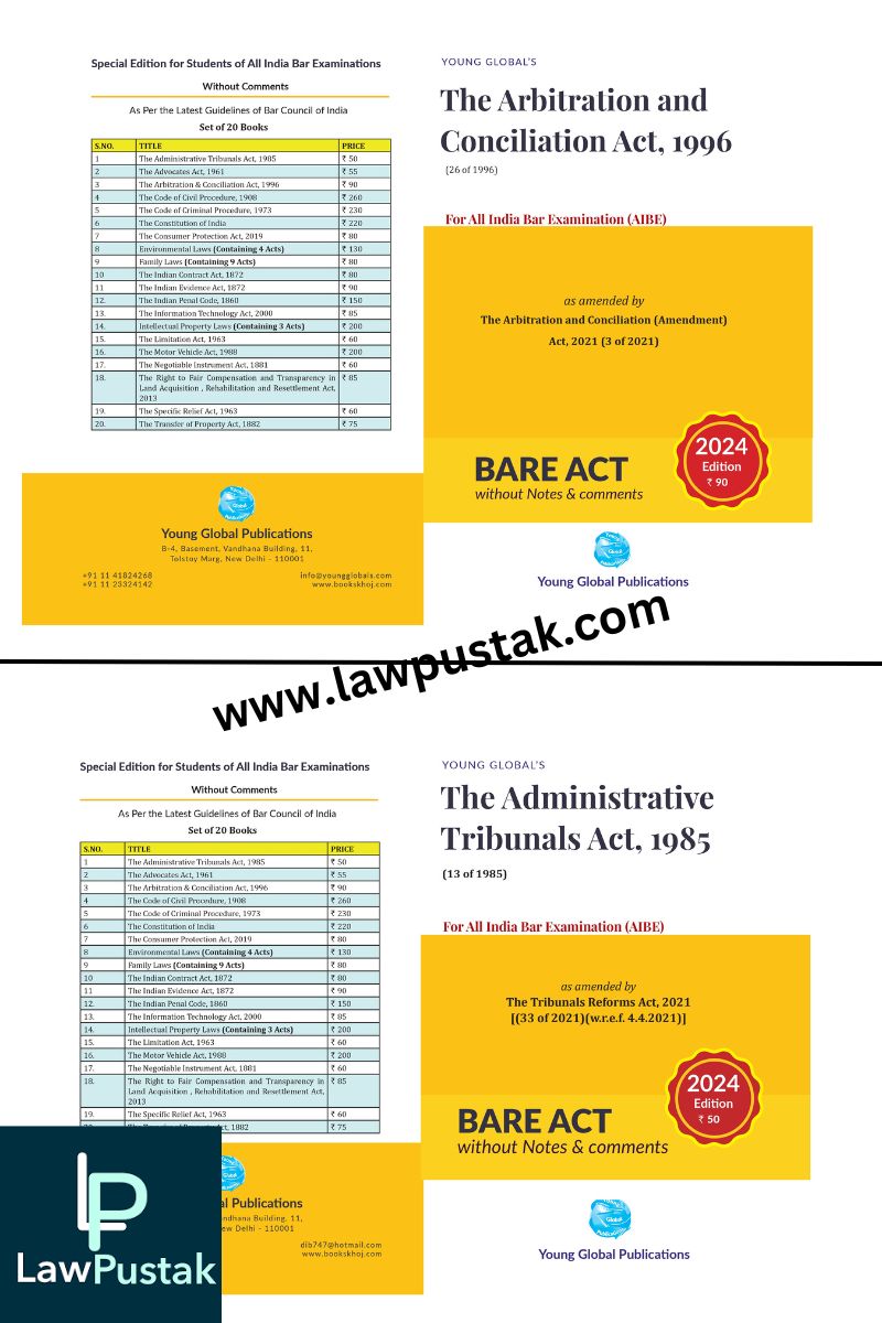 AIBE (All India Bar Examination) 23 Bareacts set without short note Edition 2024 - Young Global Publication