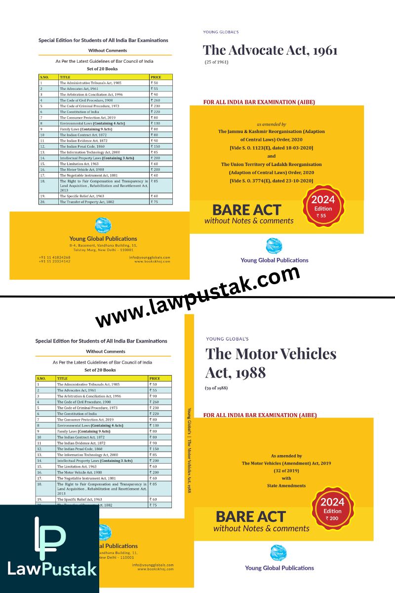 AIBE (All India Bar Examination) 23 Bareacts set without short note Edition 2024 - Young Global Publication