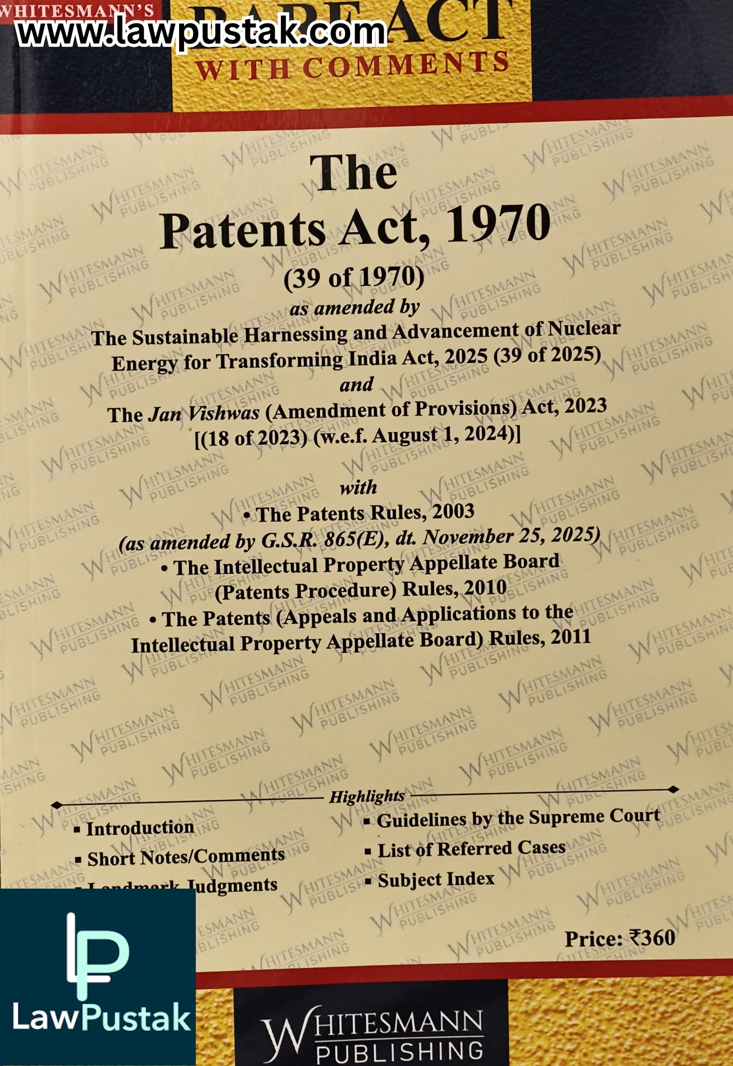 (The Patent Act, 1970 - Edition 2026 - Bare Act | Whitesmann Publishing