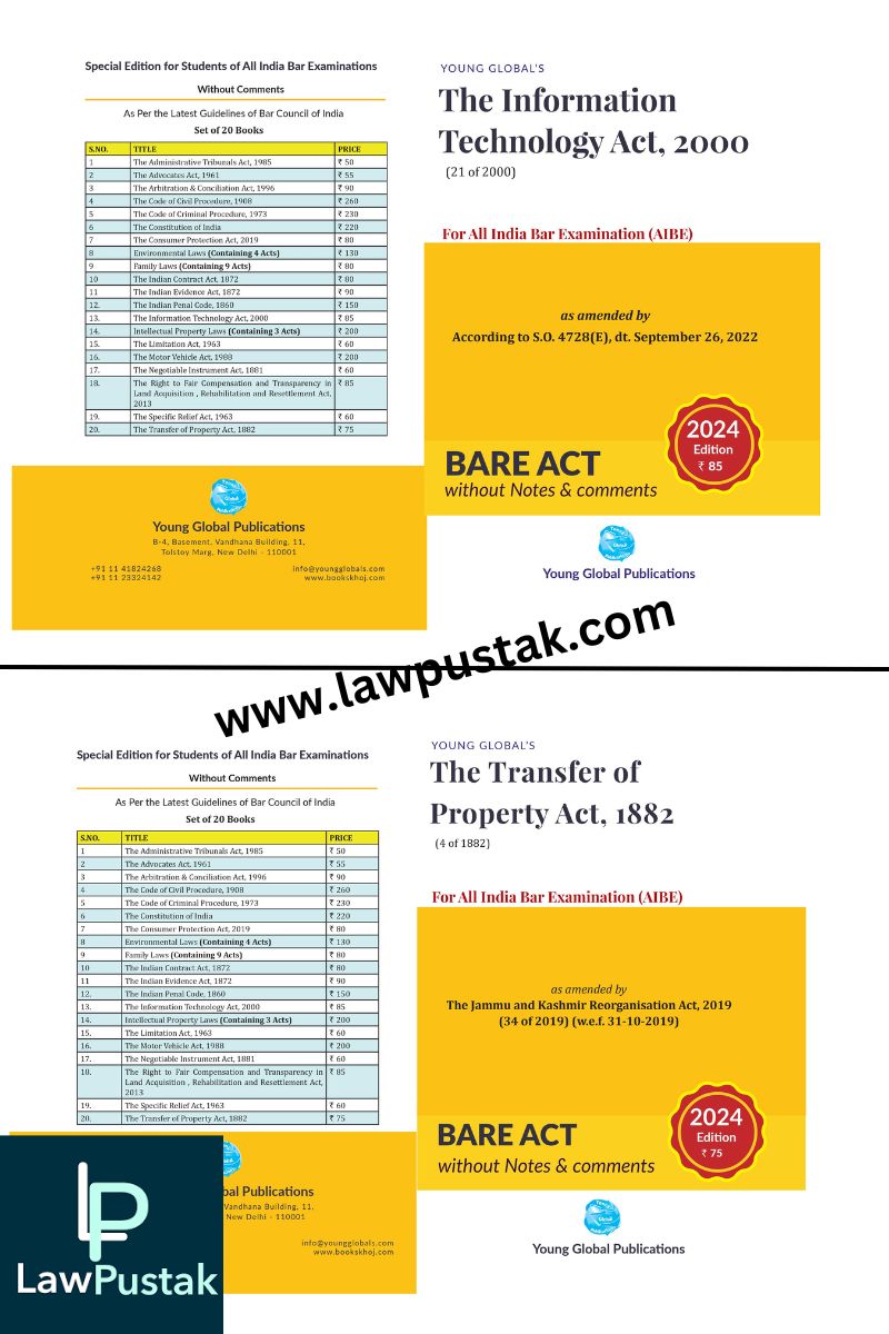 AIBE (All India Bar Examination) 23 Bareacts set without short note Edition 2024 - Young Global Publication
