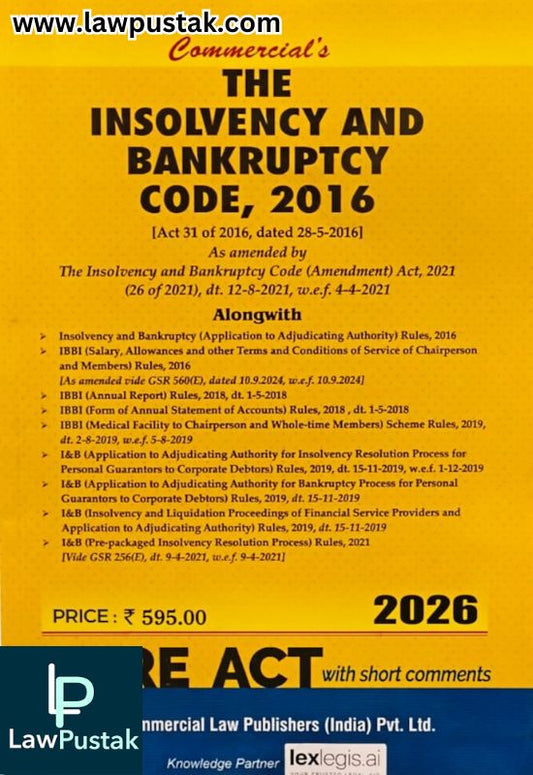 The Insolvency and Bankruptcy Code, 2016 (Edition 2026) - Bare Act | Commercial Law Publishers (India) Pvt. Ltd.