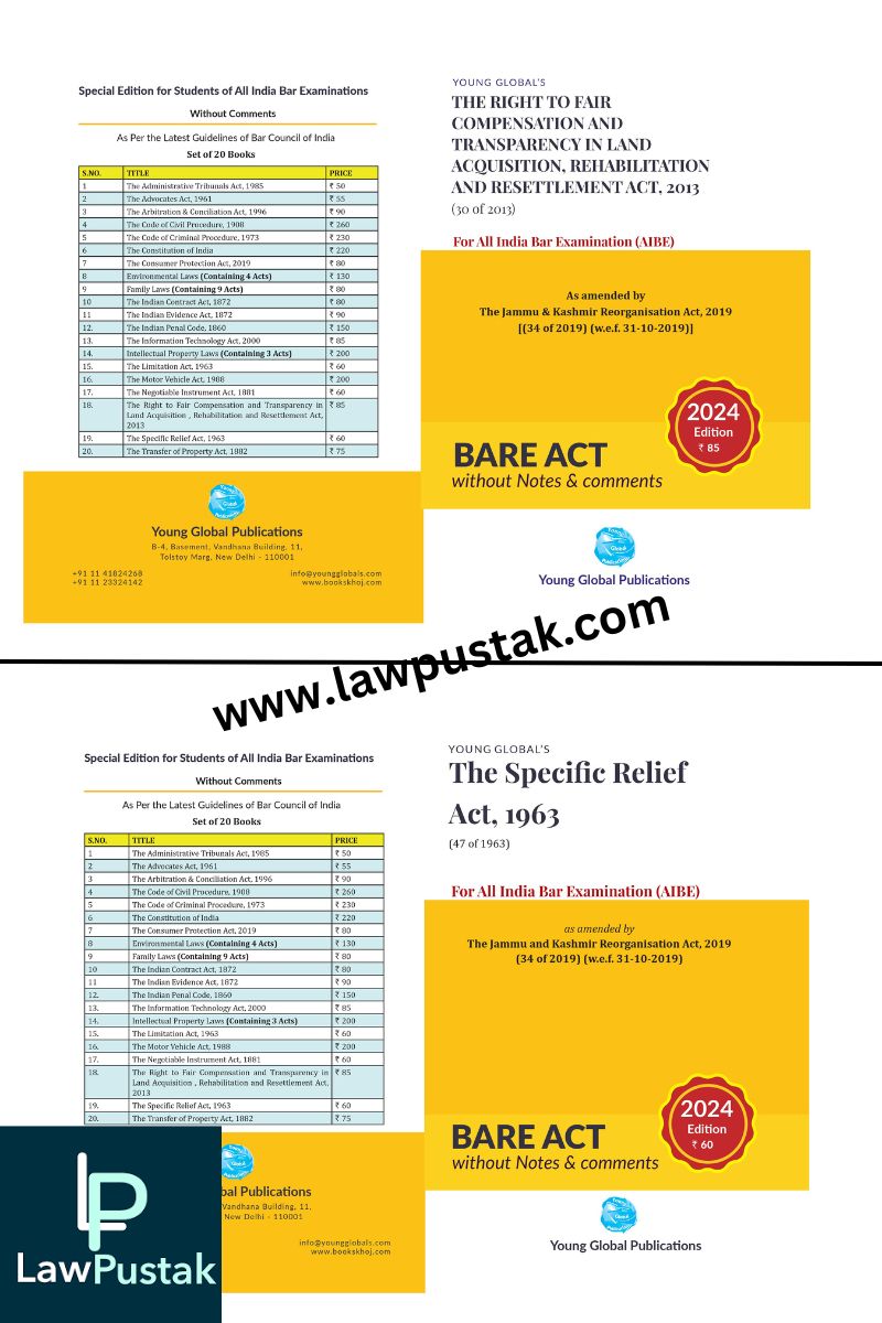 AIBE (All India Bar Examination) 23 Bareacts set without short note Edition 2024 - Young Global Publication