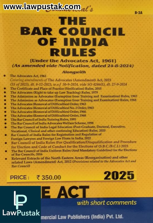 The Bar Council of India Rules - Bare Act - Edition 2025 | Commercial Law Publishers (India) Pvt. Ltd.