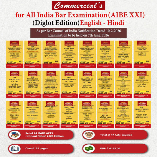 AIBE Bare Act Set 2026 Diglot English Hindi 24 Books India