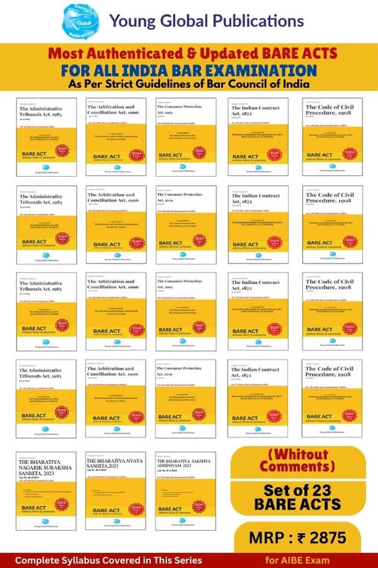 AIBE (All India Bar Examination) 23 Bareacts set without short note Edition 2024 - Young Global Publication