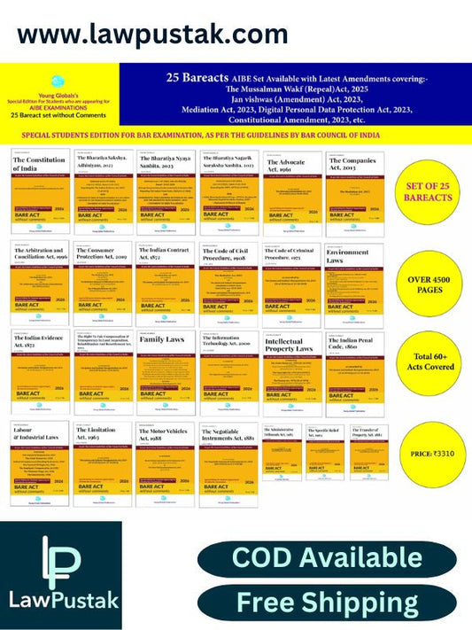 AIBE (All India Bar Examination) 25 Bare Acts Set Without Short Note - Edition 2025 - Young Global Publications