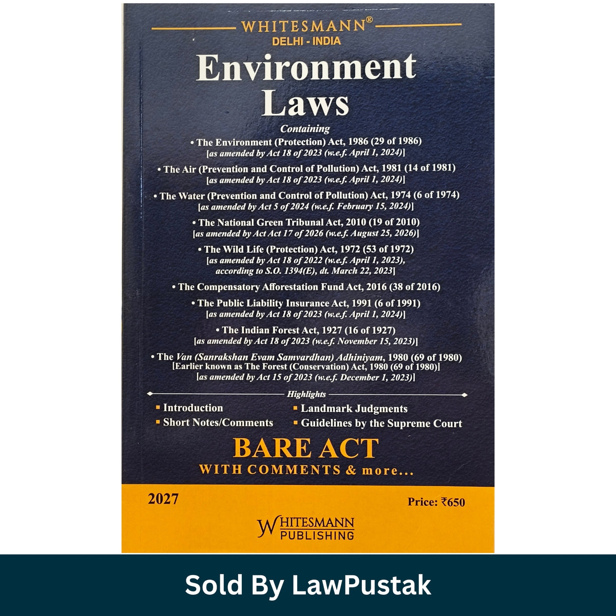 Whitesmann Environment Laws Bare Act with Comments 2027 Edition