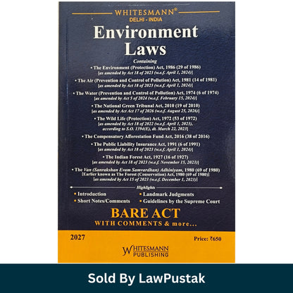 Whitesmann Environment Laws Bare Act with Comments 2027 Edition