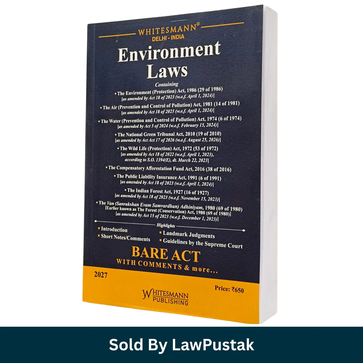 Whitesmann Environment Laws Bare Act with Comments 2027 Edition