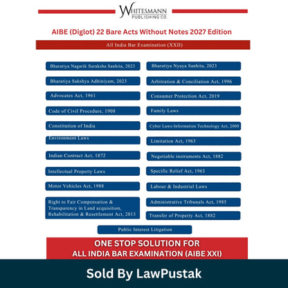 Whitesmanns AIBE Diglot 22 Bare Acts Set 2027 Edition with Diglot Previous Year Solved Papers Guide Whitesmann Publishing   