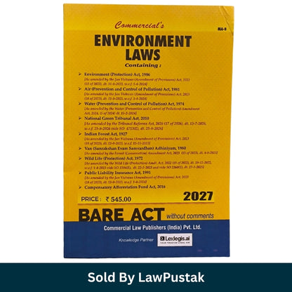 Commercials Environment Laws Bare Act 2027 Edition Commercial Law Publishers India   