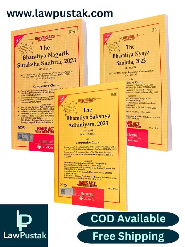  Universal's New Criminal Laws Bareacts Combo 2025 | BNS, BSA, BNSS | 2025 edition (Set of 3 BARE ACT) -  LexisNexis