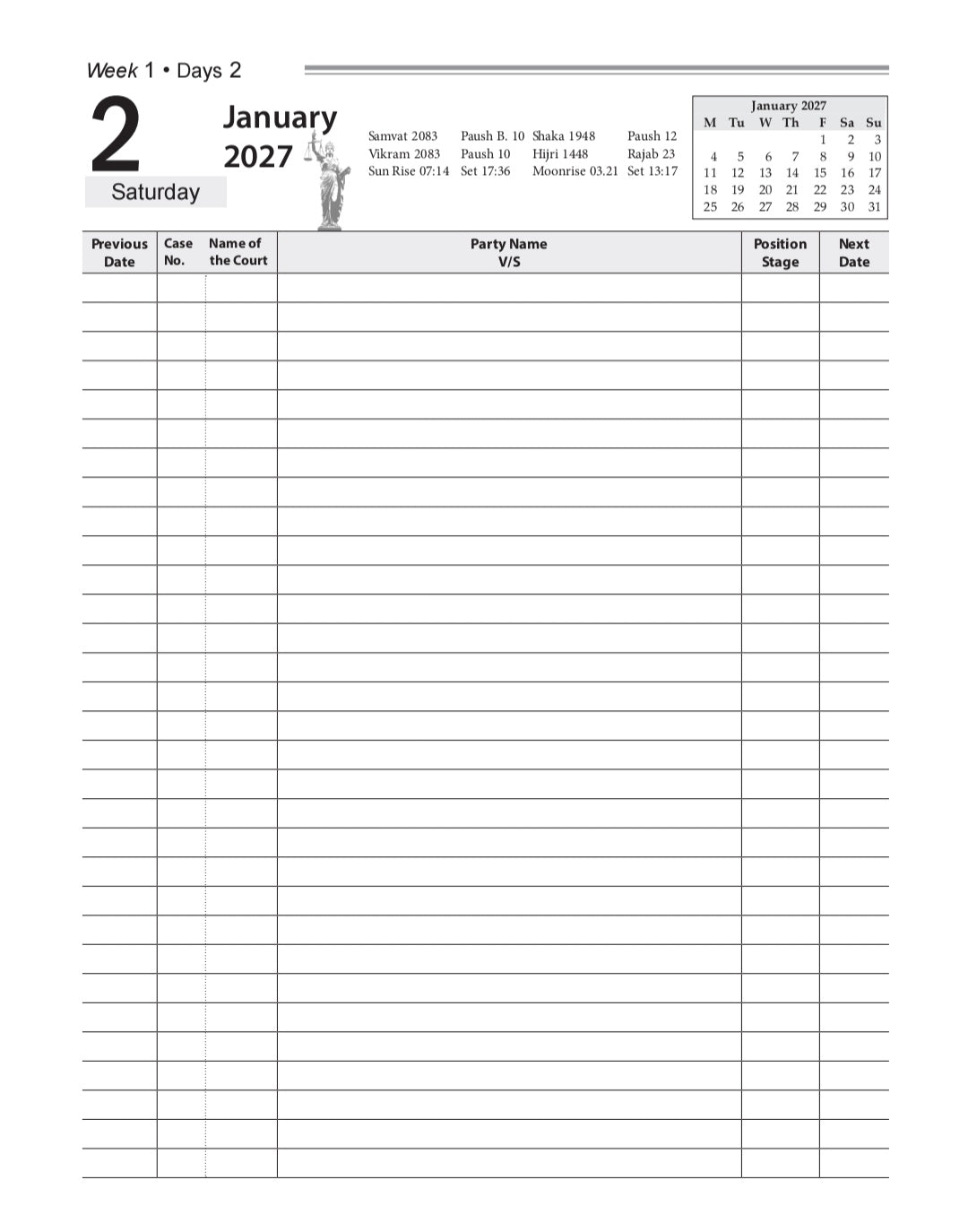 Blue Legal Ready Referencer Year Book 2027 Diary by ink99 Publishing for advocates and law students in India