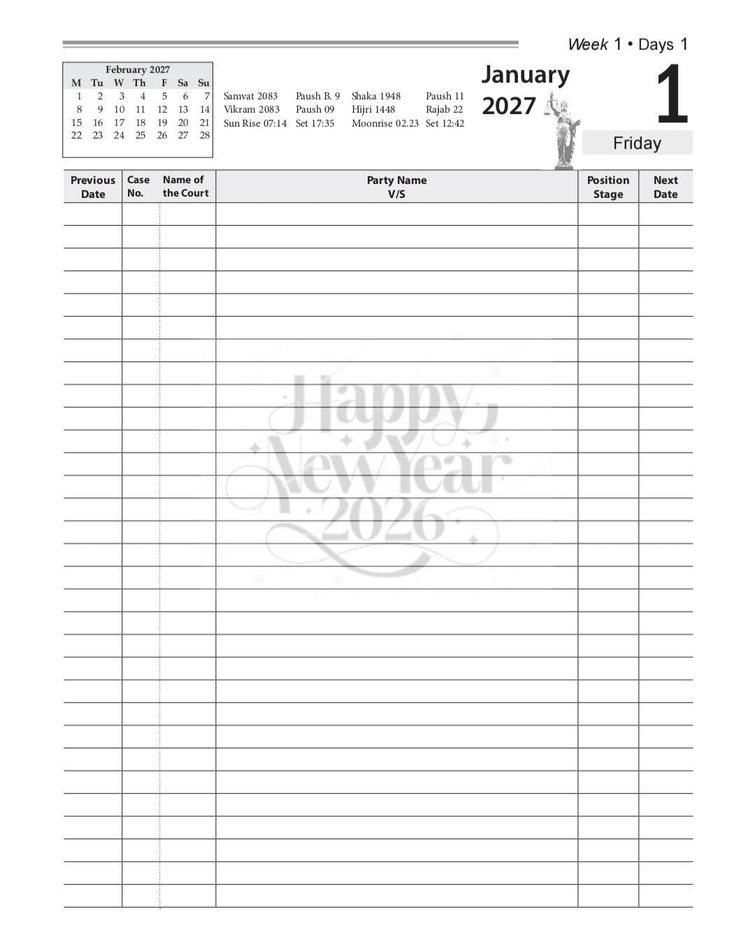 Black Legal Ready Referencer Year Book 2027 Diary by ink99 Publishing for advocates and law students in India
