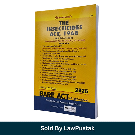 Insecticides Act 1968 Bare Act 2026 Edition Book Cover with Rules and Short Comments by Commercial Law Publishers India
