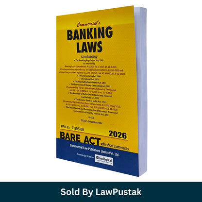 Banking Laws Bare Act 2026 India Commercial Law Publishers RBI Act SARFAESI guide book cover