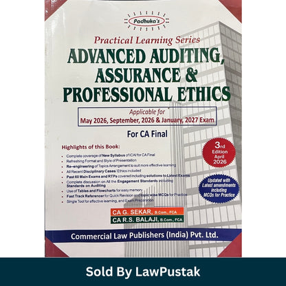 CA Final Auditing Book 2026 India Advanced Auditing Assurance Professional Ethics CA G Sekar