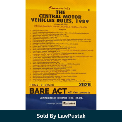 Central Motor Vehicles Rules 1989 Bare Act 2026 with Short Comments | Commercial Law Publishers India