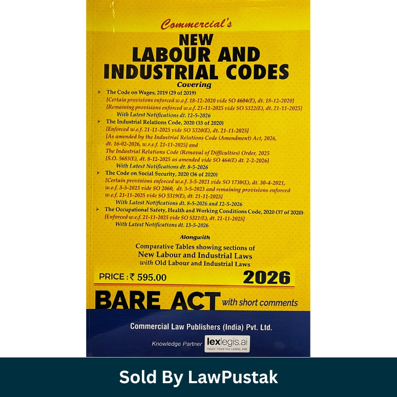 New Labour and Industrial Codes 2026 Bare Act with Short Comments | Commercial Law Publishers India Labour Law Book