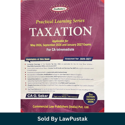 CA Intermediate Taxation Practical Learning Series AY 2026-27 by CA G Sekar 3rd Edition January 2026 Income Tax GST Book India