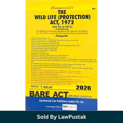Wild Life Protection Act 1972 Bare Act 2026 Commercial Law Publishers India Environmental Law Book Paperback