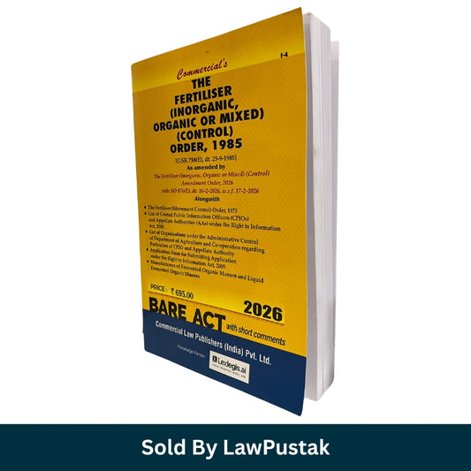The Fertiliser Inorganic Organic or Mixed Control Order 1985 Bare Act 2026 Commercial Law Publishers India with Short Comments