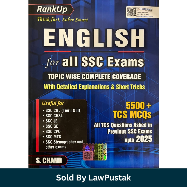 S. Chand TestCoach RankUp English for all SSC Exams Latest Edition 2026 Paperback Book Front Cover and Spine Profile view.