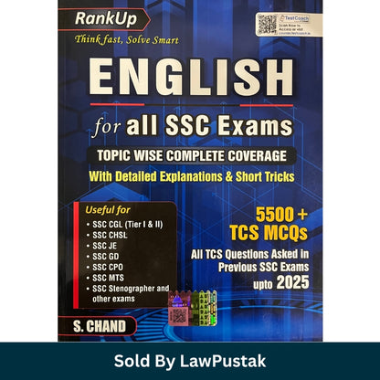S. Chand TestCoach RankUp English for all SSC Exams Latest Edition 2026 Paperback Book Front Cover and Spine Profile view.
